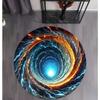 Vortex Lava Hole Round Area Rug Soft Non-Slip Floor Mat Fiery Red Orange Magma Whirlpool Illusion Pattern Carpet for Bedroom