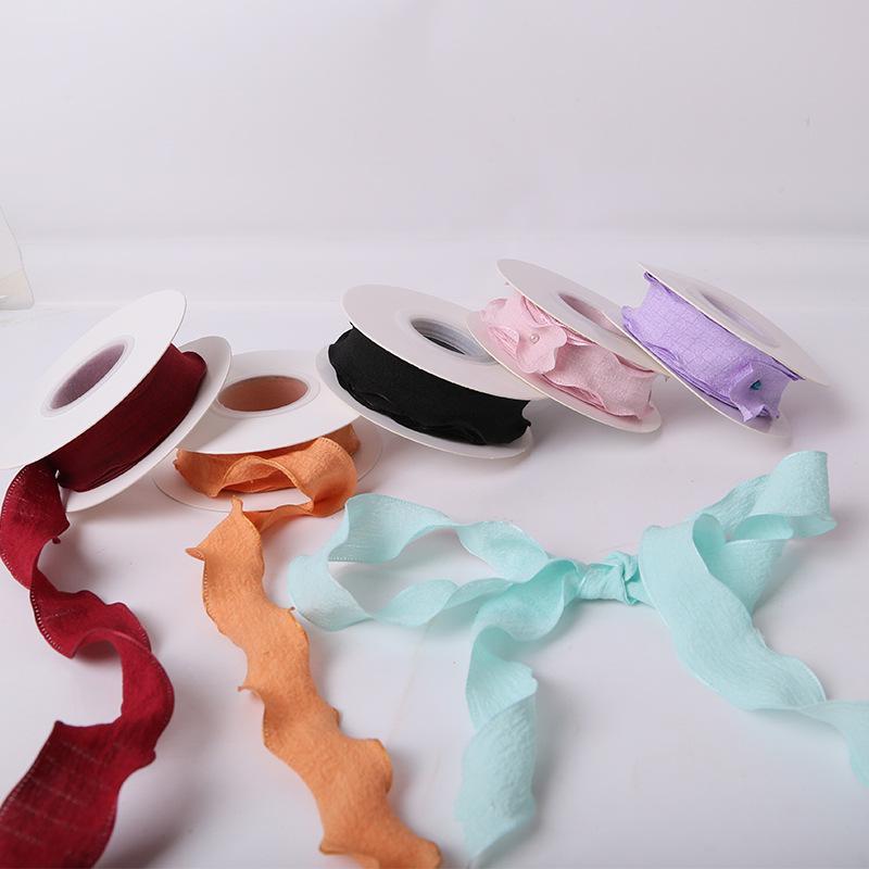 2.5cm Bubble Pleated Ribbon Flower Bouquet & Gift Box Decoration Fishtail Gauze DIY Packaging Ribbon
