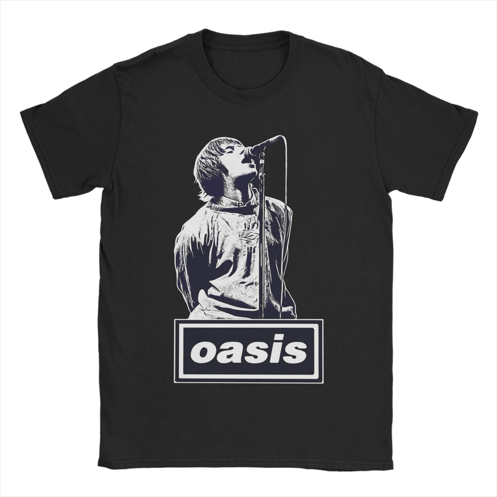 

O-Oasis Rock Band T Shirts for Men Cotton Novelty T-Shirt Crew Neck British Music Albums Tee Shirt Short Sleeve Tops Gift S