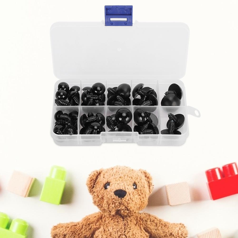 

52PCs DIY Bear Eye Black Hand Made Materials Crafts Educational Toy Parts Plastic 12 20MM