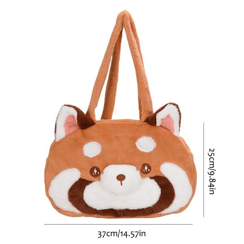 Embroidery Animal Shoulder Bag Cute Red Panda Handbag Lovely Red Panda Plush Bag Girls