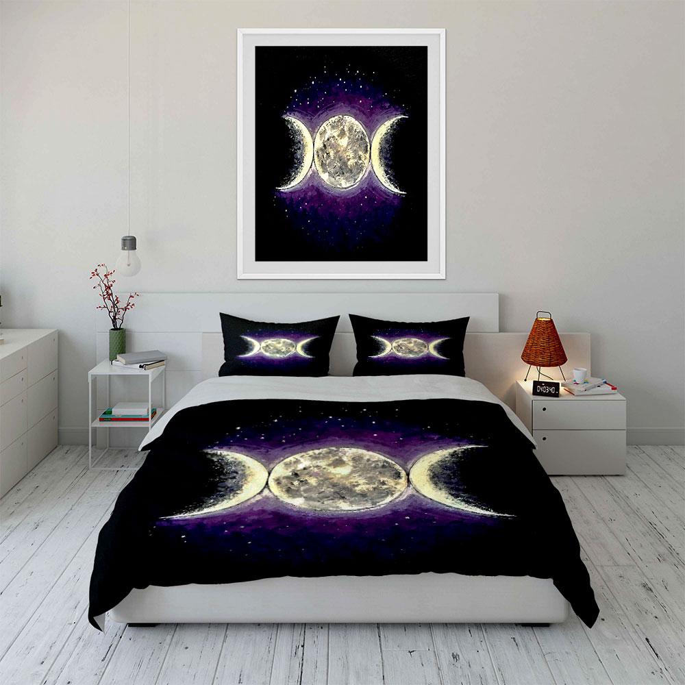 Moon Phases Art Set Decoration Multiple Sizes Kid'S And Adults' Bedroom Exquisite 3Pc Bedding Set, Gift