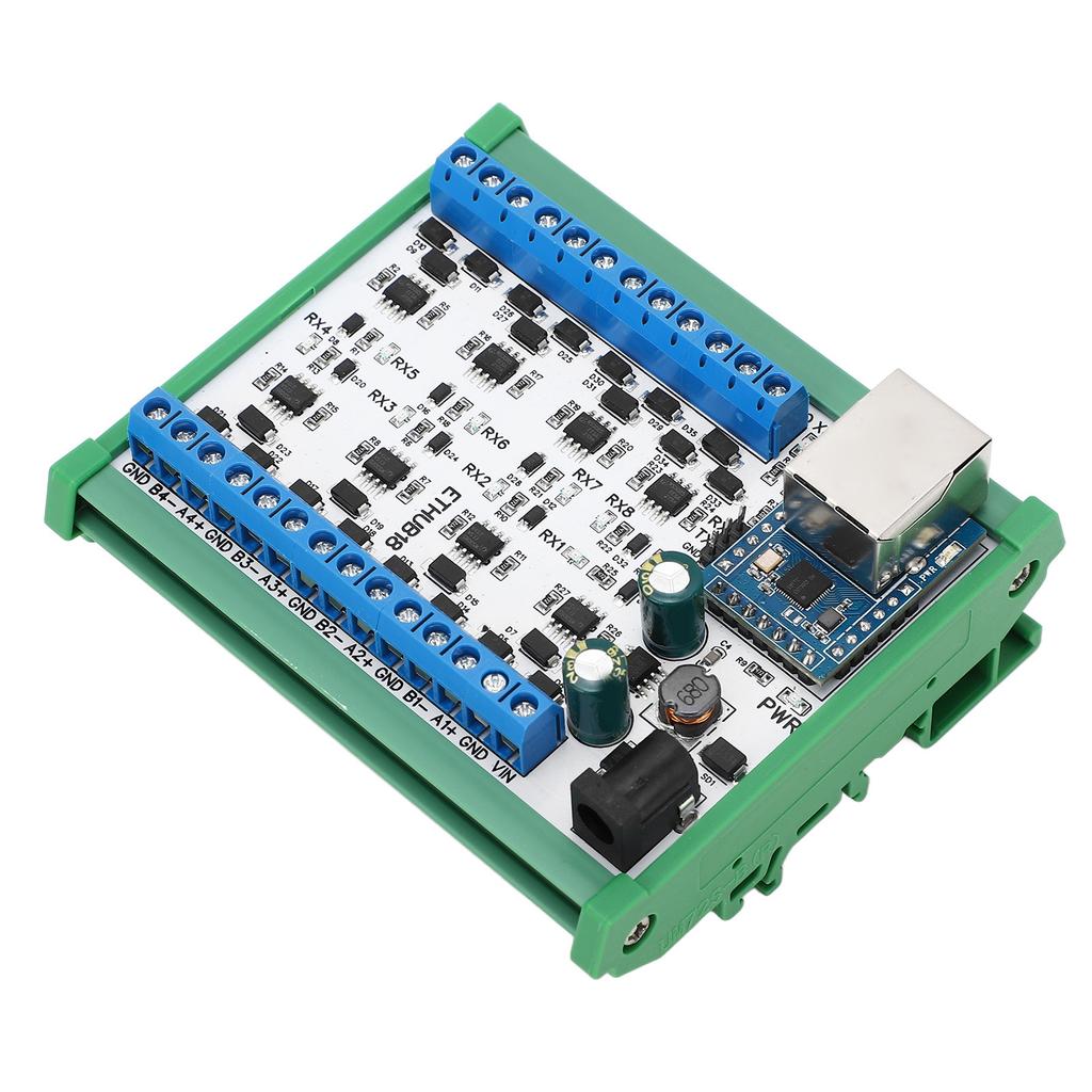 RJ45 zu 8 RS485 Hub Konverter TVS Überspannungsschutz 115200BPS Hub-Platine für Sicherheitsüberwachung