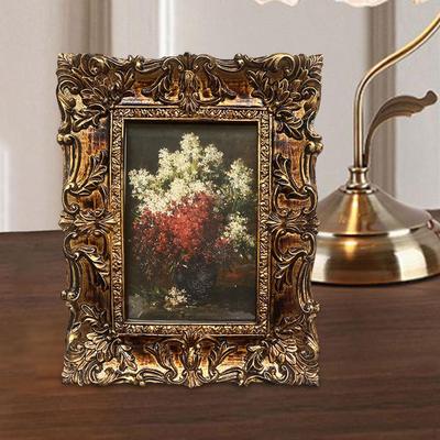 Photo Frame Vintage Style Decorative Rectangle Picture Display Gold Tabletop/Wall for