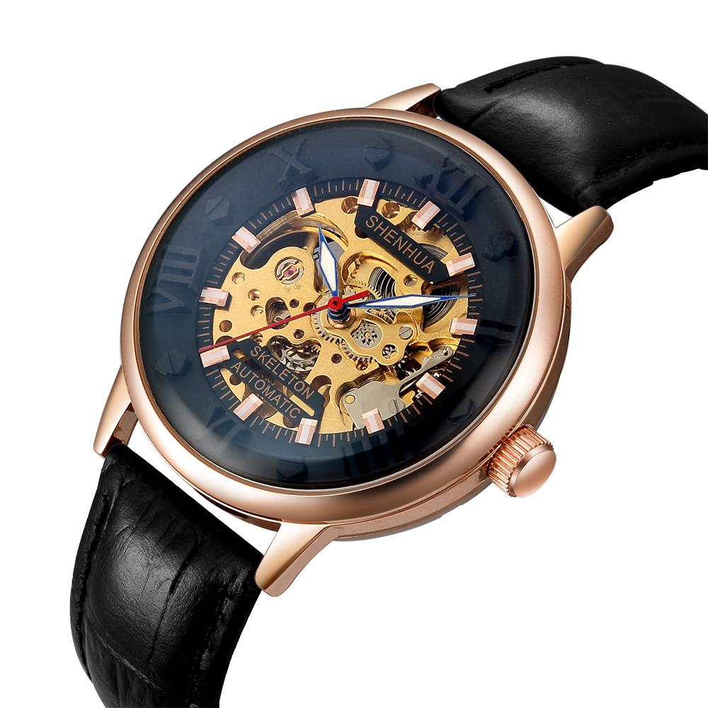 Men's Watches Luxury Brand Wind Hand Mechanical Skeleton Mens Watches Stainless Steel Band Bracelet Mesh Bracelet 2025