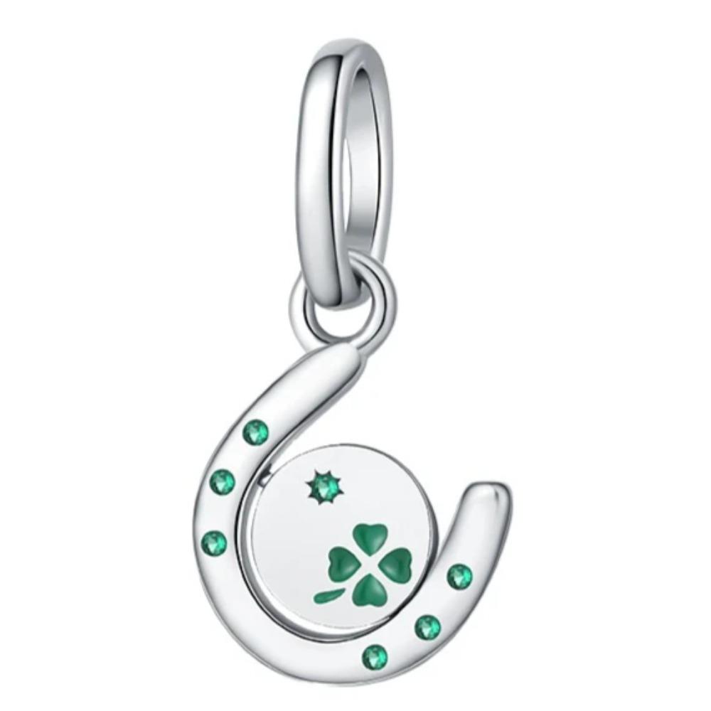 925 Silver Four Leaf Clover Pendant Green Lucky Charm Beads DIY Jewelry for Women Bracelet Making Diy