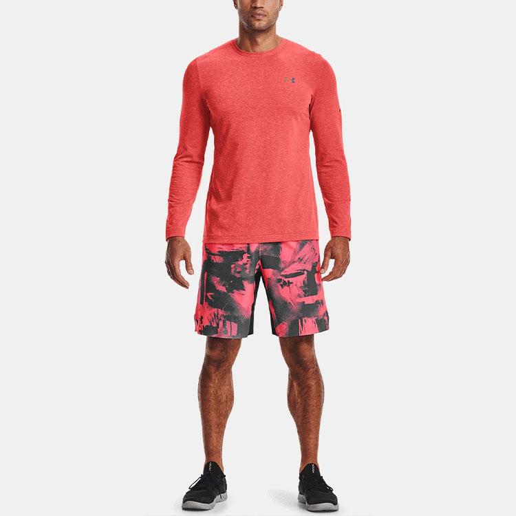 Under Armour Contrast Logo Crew Neck Sports T-Shirt Men Tops Venom-Red 1361135-690