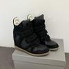 Scarpe da donna autunnali in velcro con zeppa, abbinamento di colori, scarpe sportive casual, scarpe alte in pelle