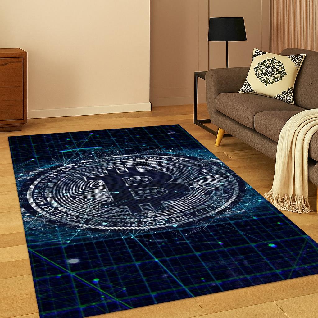 

HD Bitcoin Pattern Carpet Rug for Home Bedroom Living Room Sofa Doormat Decor,Kid Area Rug Play Game Non-slip Floor Mat Gift 40x60cm