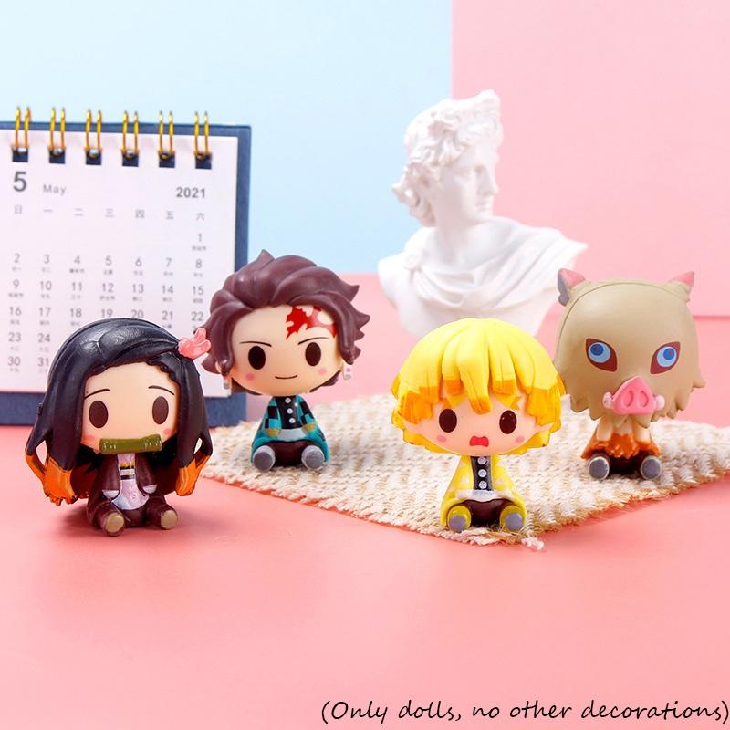 Complete 4-piece Handcrafted Pvc Figurine Set For Demon Slayer Fans