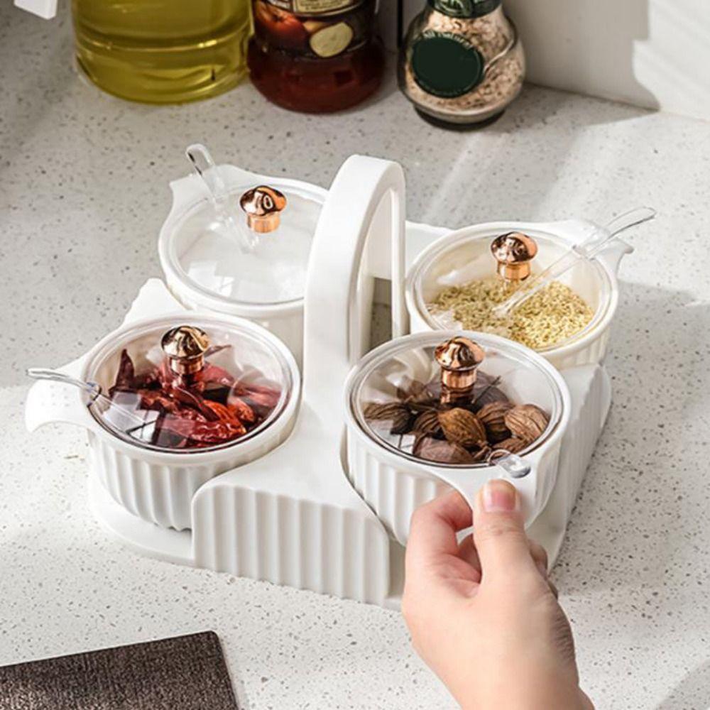 Plastic Multi-grid Seasoning Box Moisture-proof Salt Container Spice Container  Restaurant