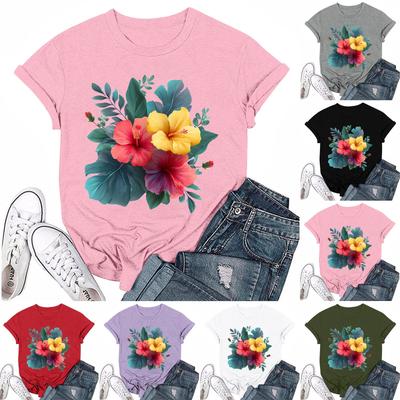 Damenmode Lässig Bedrucktes Rundhals Kurzarm T-Shirt Top T-Shirt Oberteil