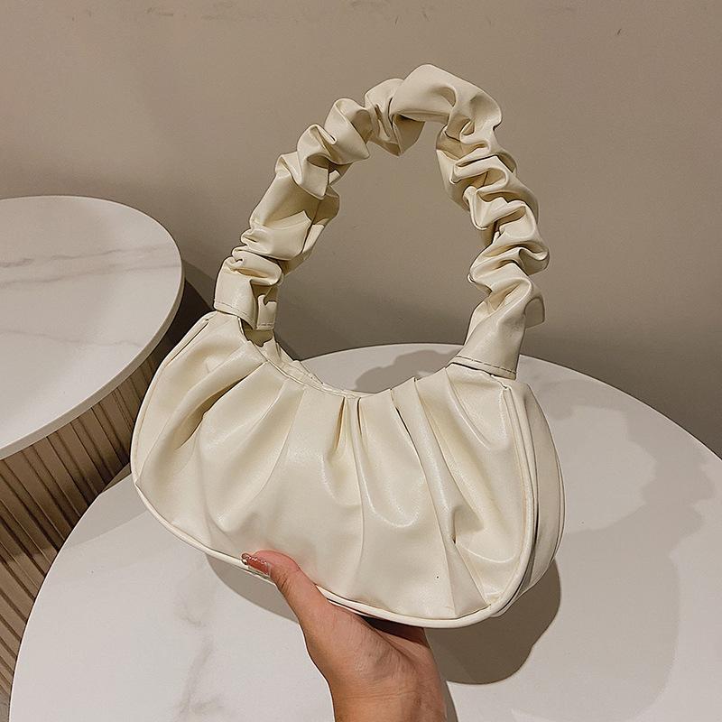 Cartoon Solid Color Pleated Cloud Bag Minimalist Women's Underarm Bag Kawaii Girl Fashion Versatile Handbag  Gifts