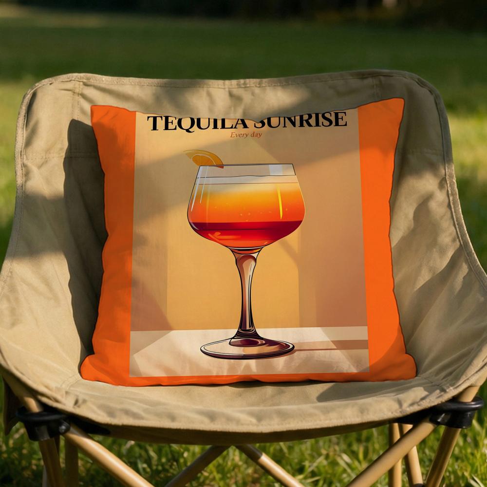 Tequila Sunrise Cocktail Cushion Cover Soft Reversible & Durable Pillow Cover – Multi-Scene Use For Home & Car Daily Comfort