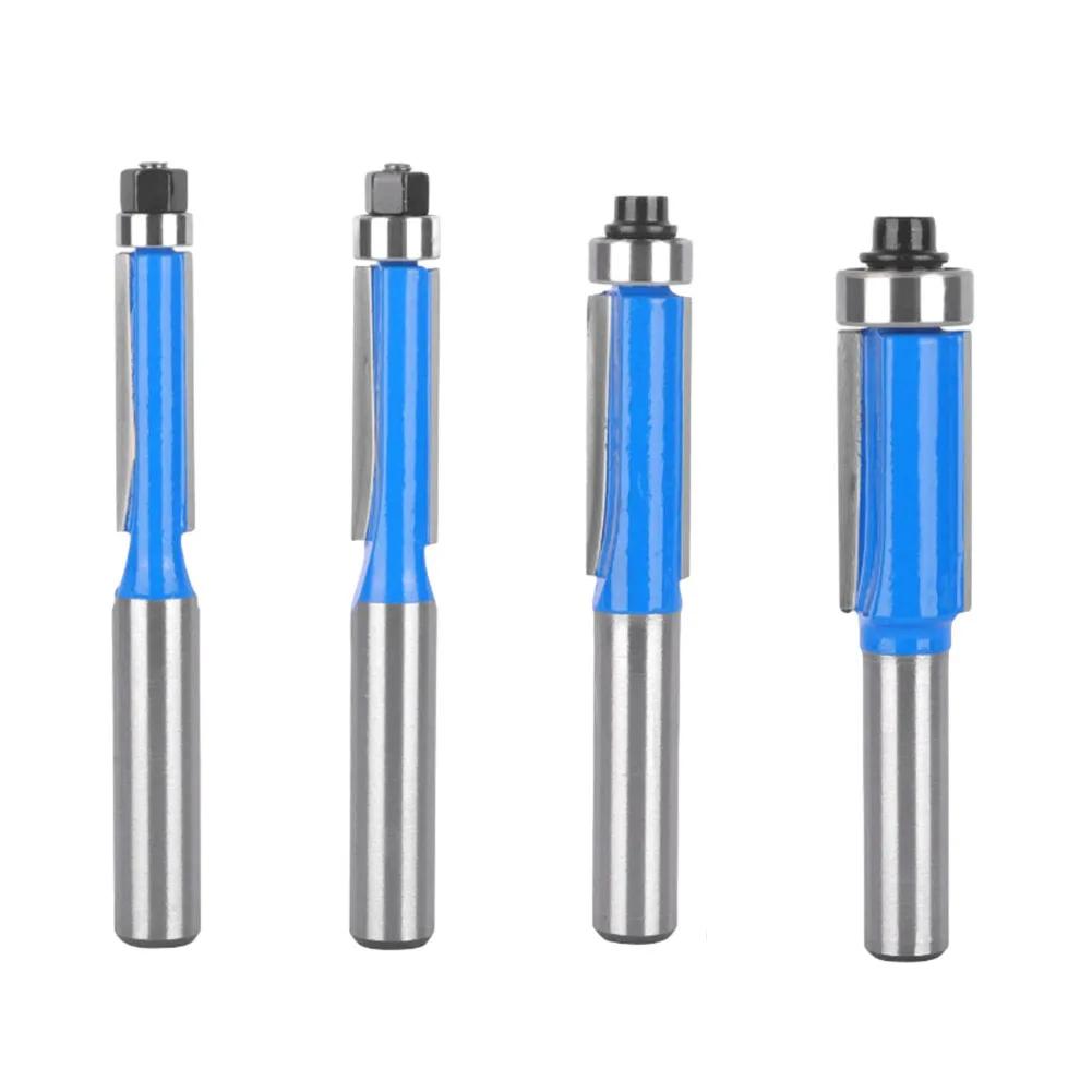 1/4PCS 8MM Shank Double Bearing Flush Trim Bit Router Bit Woodworking Milling Cutter For Wood Bit Face Mill For CNC Woodworking