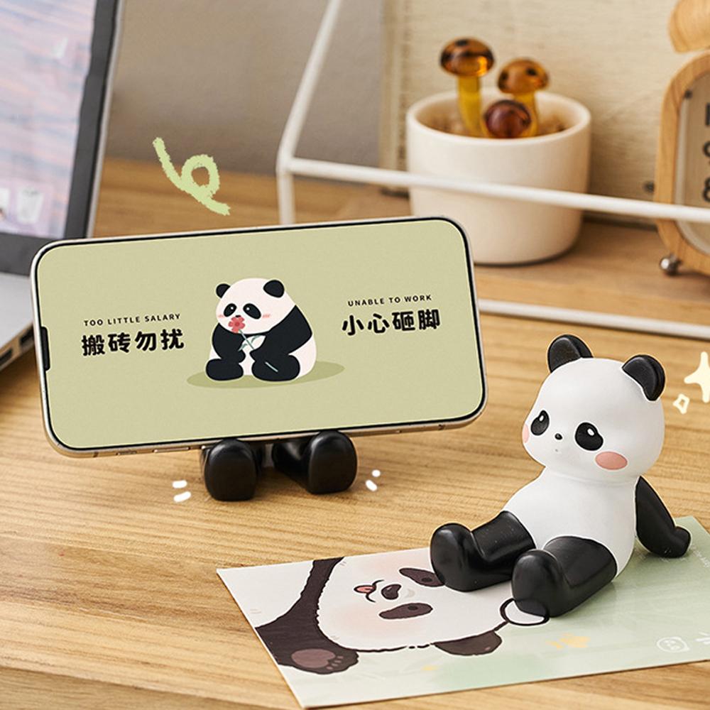 

Desk Decor Resin Panda Ornament Phone Holder Animal Figurines Panda Doll Toy Office Decor panda