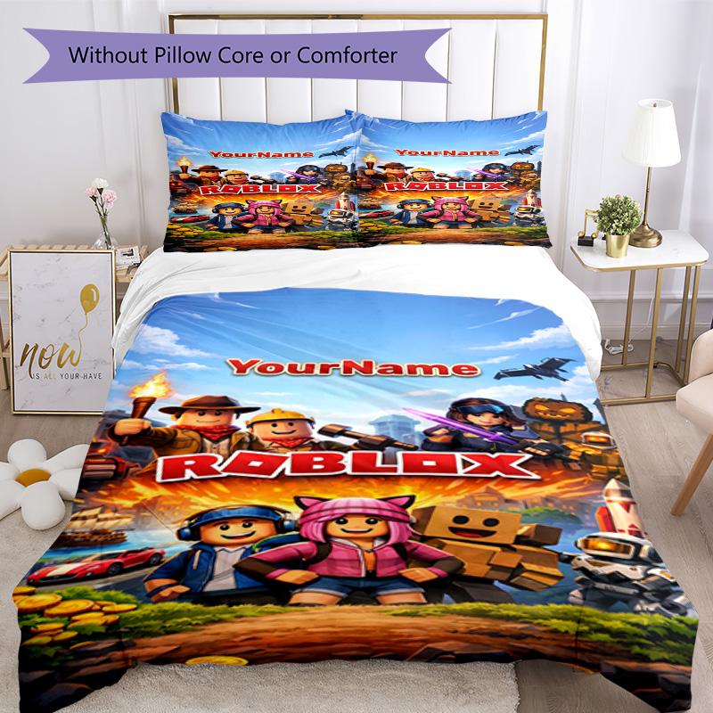 Roblox 455 Customize your name Bedding Set Breathable Duvet Cover with Pillowcases Home Decoration Birthday Gift