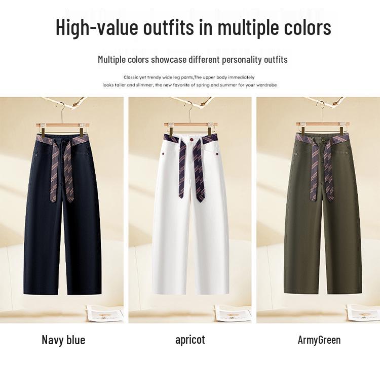 2025 A/W Women's Ribbon High-End Drapey Straight-Leg Jeans