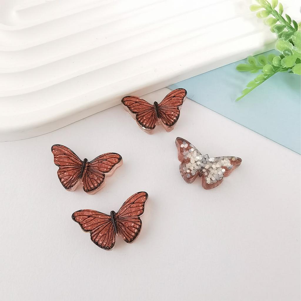 100PC Resin Accessories Transparent Butterfly Seories Patch Deco Parts DIY Children Jewel Keychain Scrapbooking