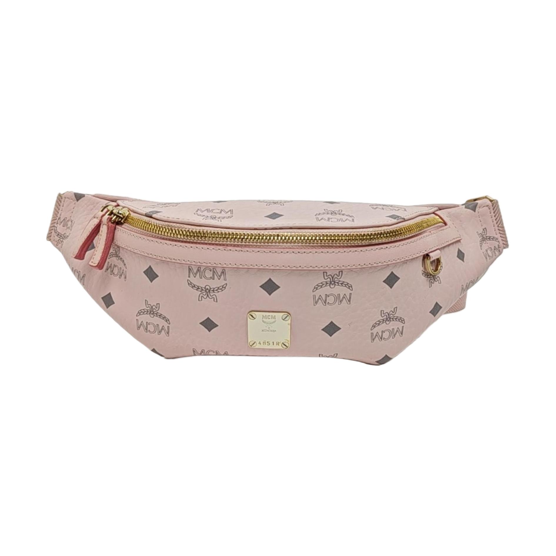 [Pre-Owned] Fursten Visetos Monogram Leather Faux Leather Mini Chest Bag Soft Pink - Excellent #19IFLU6 ONE SIZE