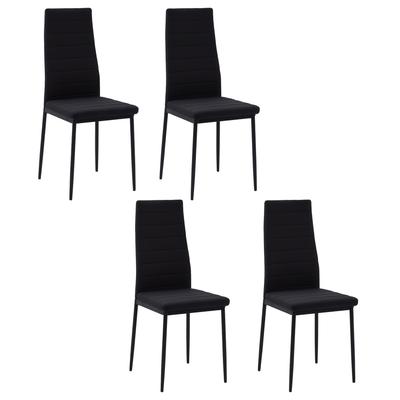 Conjunto de 4 cadeiras de jantar cadeiras de cozinha com encosto alto pernas de metal e tecido de linho 41x50x97cm preto