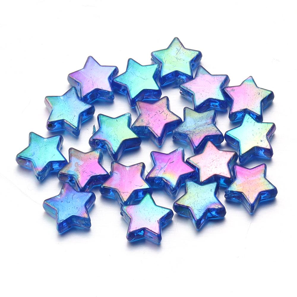 100pcs/Lot AB Plated Pentagram Star Acrylic Beads For Jewelry Making Five Pointed Star Beads DIY Bracelet Necklace Loose Beads