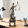 Lady Justice Statue Harzfigur Ornament Mit Uhr Waage der Gerechtigkeit Skulptur Für Zuhause Büro Arbeitszimmer Wohnzimmer Schlafzimmer