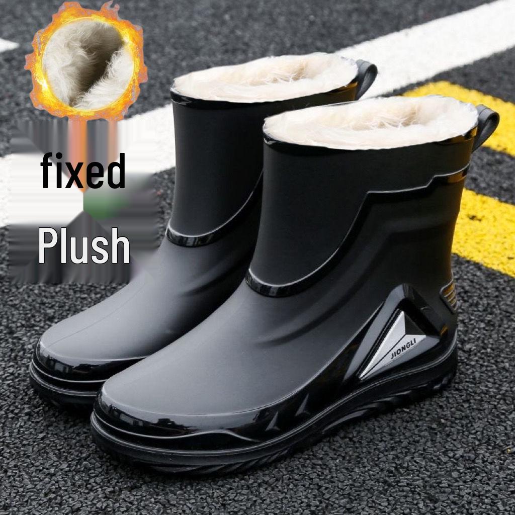 Men's Waterproof Non-Slip Rubber Work Boots - Outdoor & Kitchen, Rain & Cold Protection, Plus Velvet, Durable