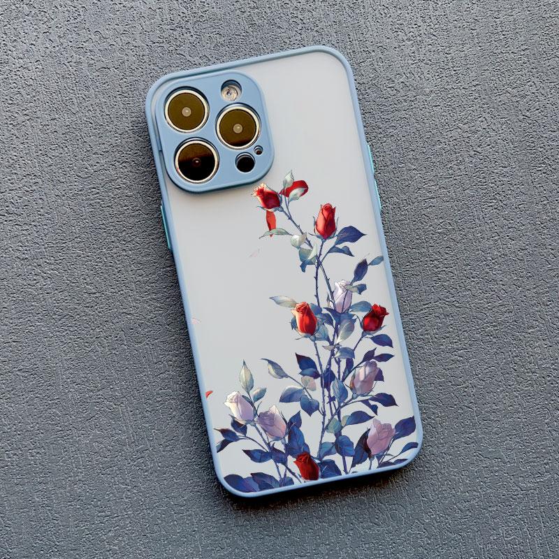 Rose Flower Phone Case For iPhone 11 Case iPhone 15 14 Pro Max 11 12 13 Pro Max Mini XR XS X 7 8 14 15 Plus SE2 Shockproof Cover