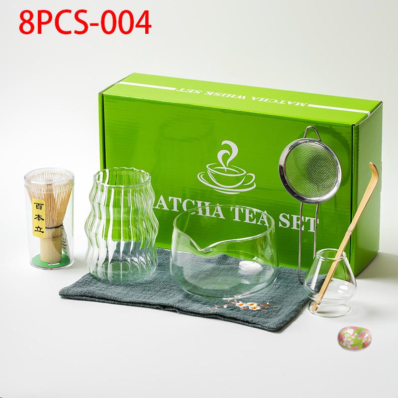 1/7/8Pcs Matcha Whisk Clear Glass Japanese Matcha Tea Set Bamboo Tea Whisk Matcha Brush Kiln Accessories Song Dynasty Tea Tools