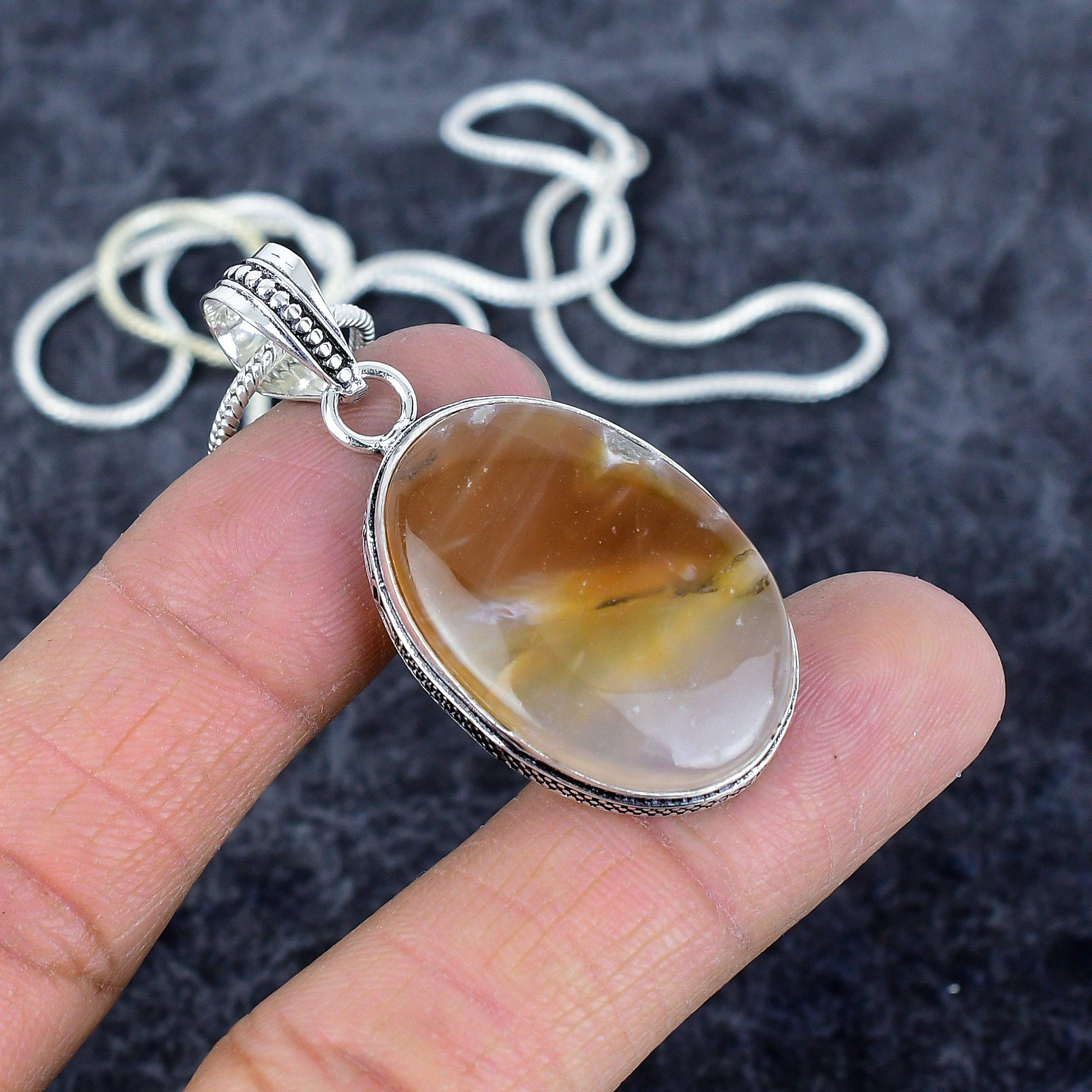 

Montana Agate Gemstone Handmade 925 Sterling Silver Jewelry Pendant 1.93 M-2939