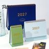 Monthly Organizer for Desk 2027 Calendar, Standing Flip Desktop Minimalist Gold Foil Cover Home Office Accessory Planner, Thick Paper Note Taking,