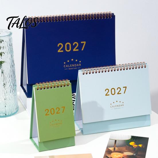 Monthly Organizer for Desk 2027 Calendar, Standing Flip Desktop Minimalist Gold Foil Cover Home Office Accessory Planner, Thick Paper Note Taking,