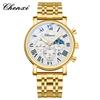 Business Gold Quartz Watches For Men Chronograph Calendar Man Watch Fashion Moon Phase Waterproof Men's Wristwatches