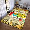 Colorful Fun Pattern Carpet with Food, Music, and Doodle Art Design Suitable for Use As an Anti-slip for Living Room Bedroom Sofas