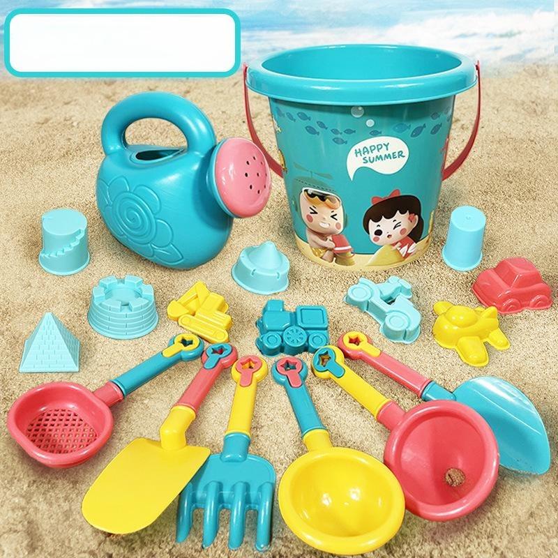 23PCS Summer Beach Set Toys For Kids Digging Sand Plastic Bucket Watering Bottle Shovels Children Beach Water Game Toys Tools