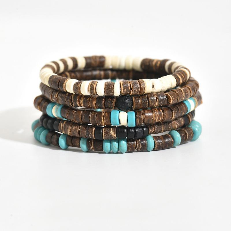 New Coconut Shell Turquoise Beaded Elastic Line Men's Bracelet Bracelet Bracelet