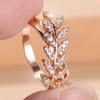 Modern Natural Wheat-Ear Inlaid Synthetic Cubic Zirconia Women's Ring with Hollow Layer Design, Suitable for Holiday Parties and Formal Banquets As a