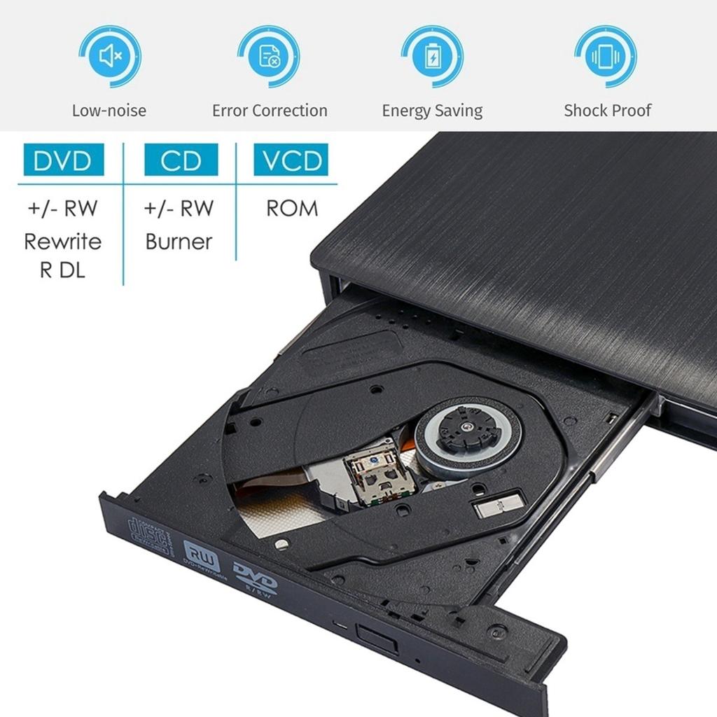 External CD Drive USB 3.0 Slim DVD Burner High Speed Data Transfer for Laptop Desktop Black