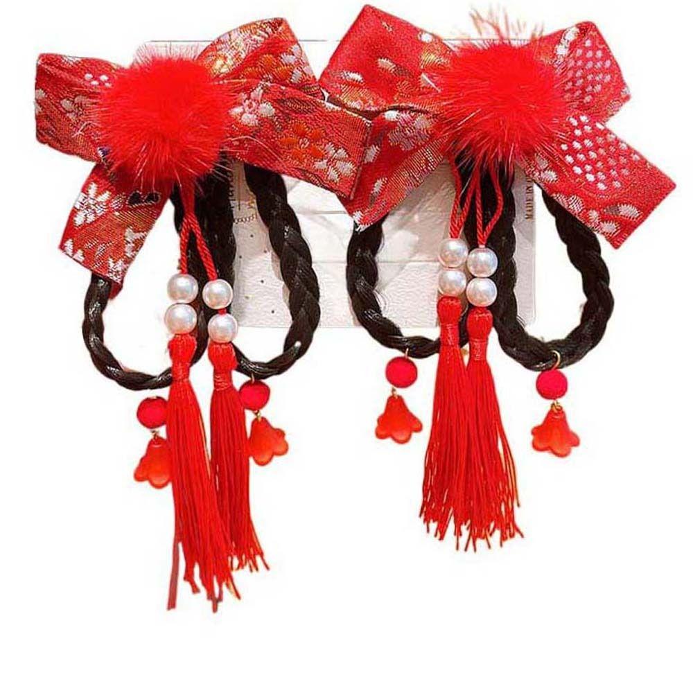 

Headwear Chinese New Year Hairpins Kids Chinese Hair Clips Children Wigs Hairpins Flowers Hairpins A1