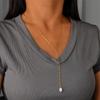 Vintage Pearl Pendant Necklace: 18K Gold Plated Y-Shaped Stainless Steel Clavicle Chain