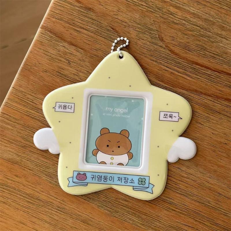 Cute Angel Photo Frames for 3 Inch Kpop Idol Card Y2K PhotoCard Holder Kawaii Rabbit Photo Card Keychain Stylish Gift Wholesales