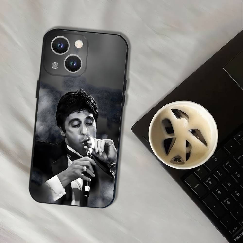 Tony M-Montana of S-Scarface Phone Case For iPhone 16,15,14,13,12,11,Pro,XS,Max,XR,Plus,E,SE4,Mini Black Soft Cover