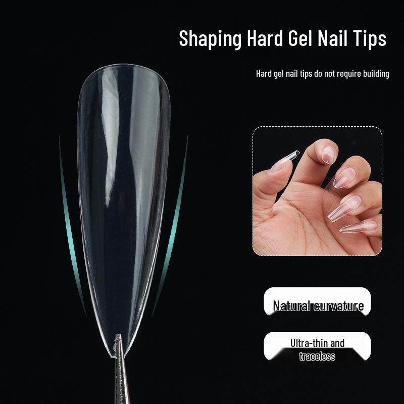 Dwustronne Ultracienkie Bezszwowe Końcówki do Paznokci Przedłużanych - 500 Sztuk, Francuski Ballet Kropelka Wodna Owalny Styl