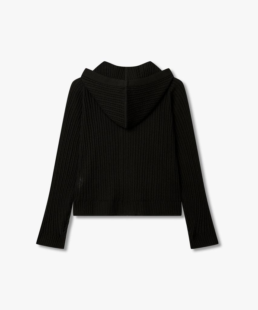 Voice Of Voices Hooded Cable Knit Zip-Up_Black 7156250002