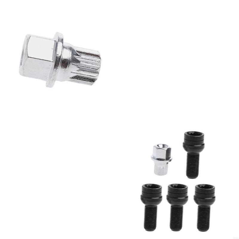 5Pcs Vehicle Wheel Anti-Theft Lock Lug for Key Screws Socket Tool for Most