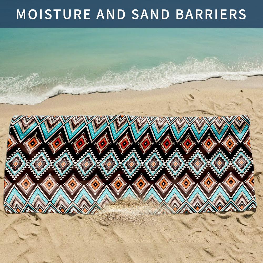 

Новий, двосторонній вельветовий пляжний рушник, швидковисихаючий спортивний рушник з принтом, банний рушник [Spot sale]