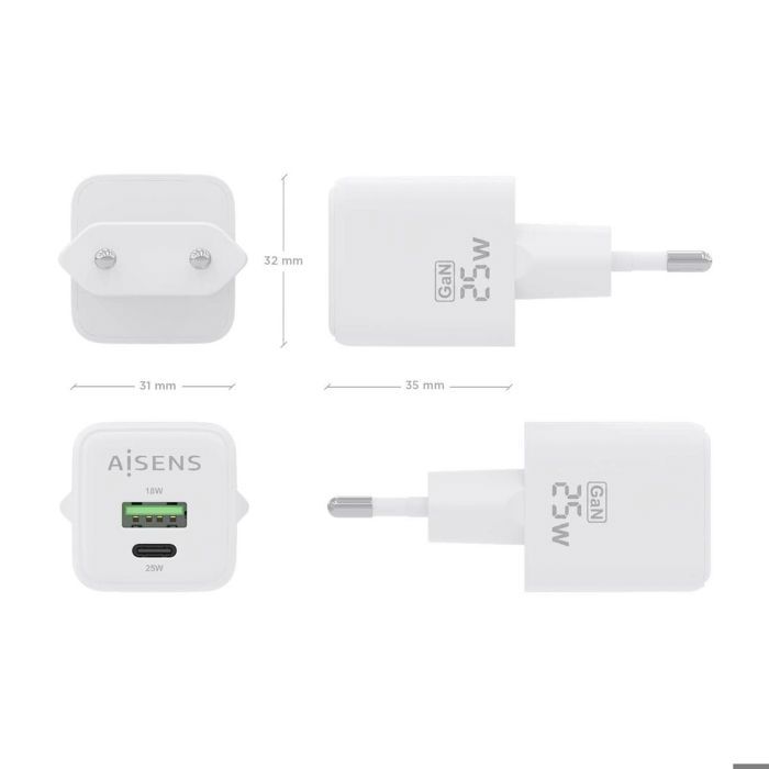 Chargeur mural Aisens ASCH-25W2P014-W Blanc Multicouleur 25 W