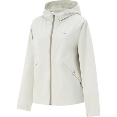 Li Ning Fitness Series Solid Color Zipper Hooded Comfortable Breathable Versatile Loose Sports Jacket Women Jacket Silver-Gray AFDV062-5