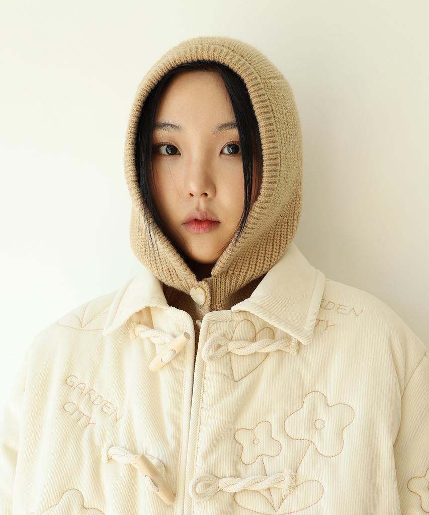 GOCORI Pearl Button Balaclava - Beige Knit Balaclava